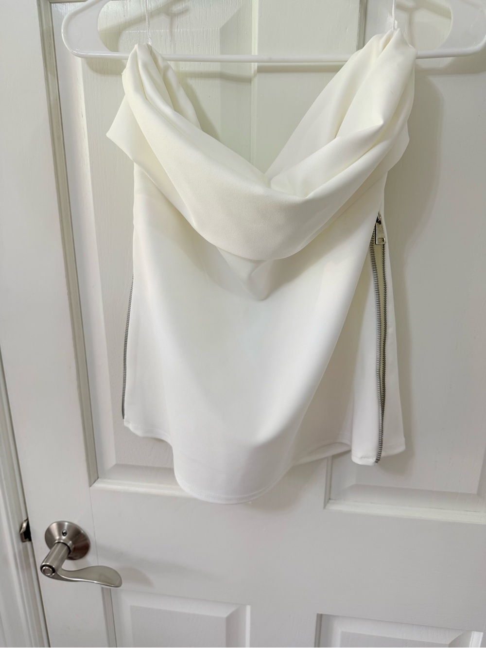 ZARA | Cream Drape Neck Sleeveless Top with Side Zippers